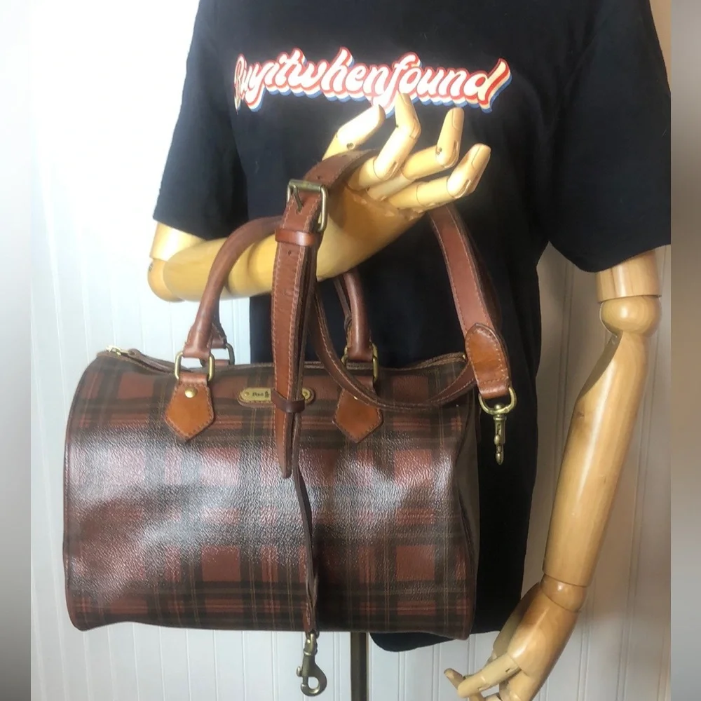 RALPH LAUREN Tartan Plaid Boston Travel Crossbody Shoulder Bag Speedy 30